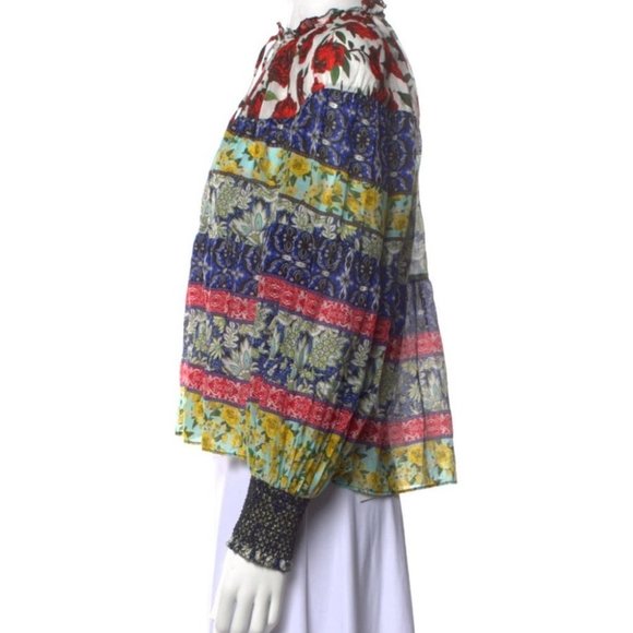 Alice + Olivia Printed Tie Neck Silk Blend Blouse - Picture 6 of 11